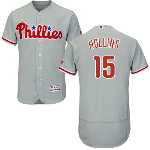 Phillies #15 Dave Hollins Grey Flexbase Authentic Collection Stitched MLB Jersey